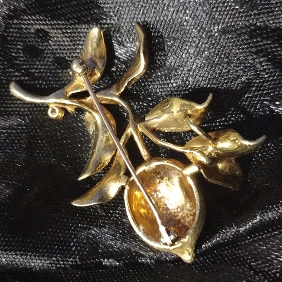 Large Solid 18K Gold Diamond Brooch Pin Signed VINTAGE - Picture 4 of 12